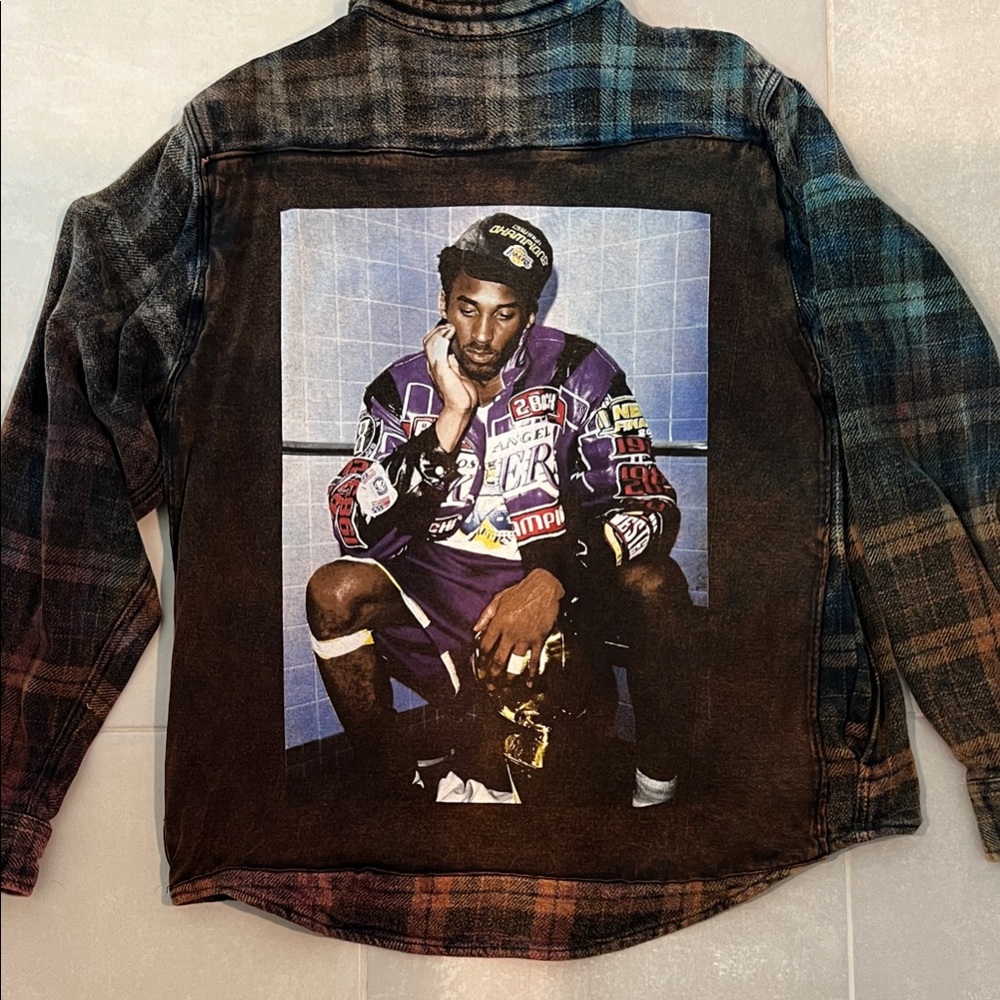 Multicolor Kobe Bryant Plaid Button-Up Shirt